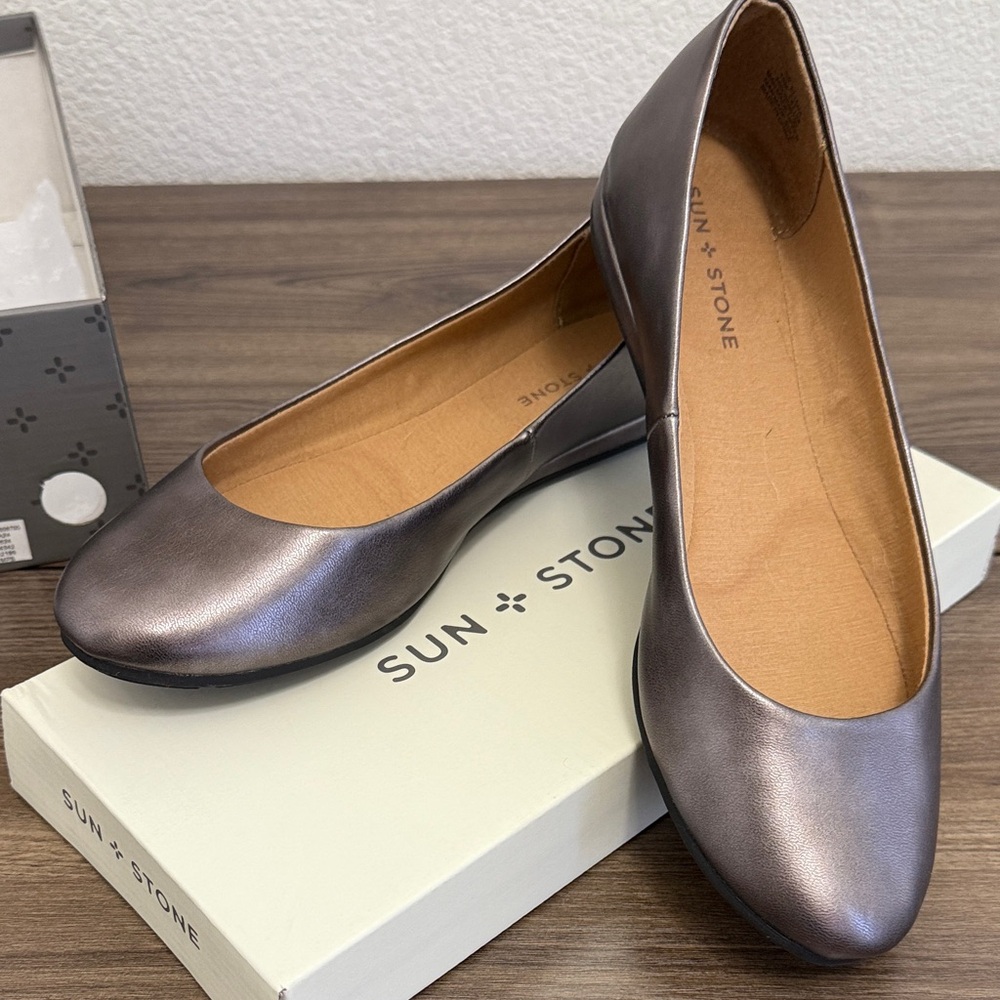 Sun + Stone Women's Pewter Flats